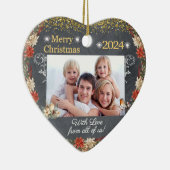 メリークリスマスギフト家族写真ハートオーナメント セラミックオーナメント (右)