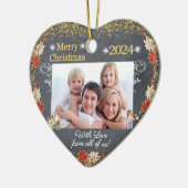 メリークリスマスギフト家族写真ハートオーナメント セラミックオーナメント (左)