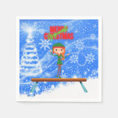 メリークリスマスギムナスト小妖精や小人 スタンダードカクテルナプキン (正面)