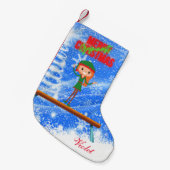 メリークリスマスギムナスト小妖精や小人 スモールクリスマスストッキング (正面 (吊り時))