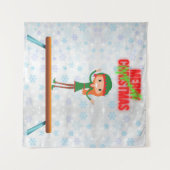 メリークリスマスギムナスト小妖精や小人 タペストリー (正面(横))