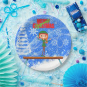 メリークリスマスギムナスト小妖精や小人 ペーパープレート (パーティー)