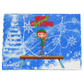 メリークリスマスギムナスト小妖精や小人 ラージペーパーバッグ (正面)