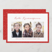 メリークリスマスギリシャの3枚のフォトレッドフレーム シーズンカード (正面/裏面)