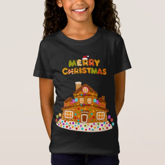 メリークリスマスギンガーブレッドハウスベーキングキャンディ缶 Tシャツ (正面)