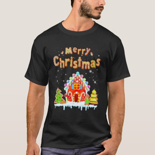 メリークリスマスギンガーブレッドハウスベーキングキャンディ Tシャツ (正面)