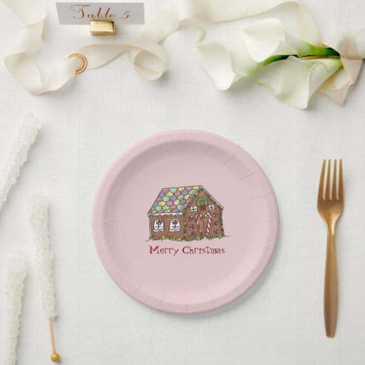 メリークリスマスギンガーブレッドハウスホリデーパーティー ペーパープレート (ウェディング)