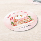 メリークリスマスギンガーブレッドハウス紙コースター ラウンドペーパーコースター (アングル)