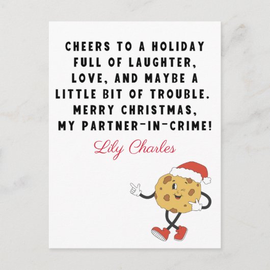 メリークリスマスクッキーおもしろい引用文for Friends シーズンポストカード (正面)