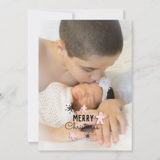 メリークリスマスクッキーのジンジャーブレッドの写真カード 招待状 (正面)