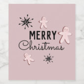 メリークリスマスクッキーのジンジャーブレッドピンク ワインラベル (シングルラベル)