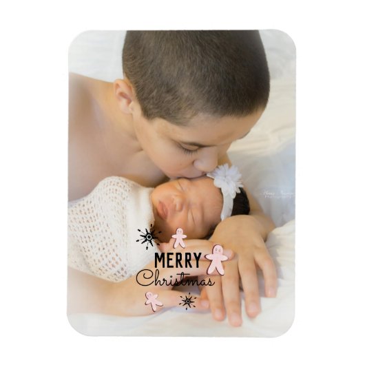 メリークリスマスクッキーのジンジャーブレッド写真 マグネット (縦)