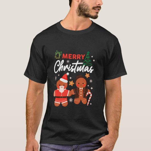 メリークリスマスクッキージンジャーブレッドチームクリスマスファミリー Tシャツ (正面)
