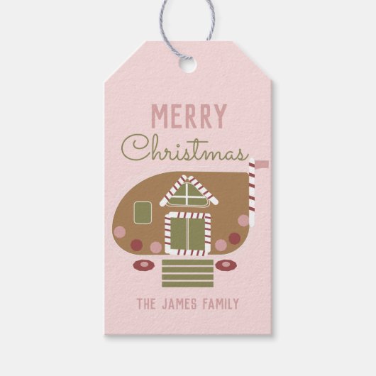メリークリスマスクッキージンジャーブレッドハウス ギフトタグ (正面)