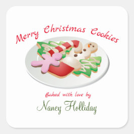 メリークリスマスクッキーホリデーシール スクエアシール