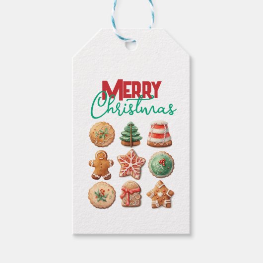 メリークリスマスクッキー交換ホリデーパーティー ギフトタグ (正面)