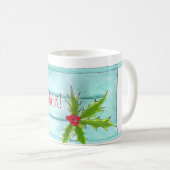 メリークリスマスクブルー顔マスク コーヒーマグカップ (正面右)