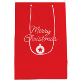 メリークリスマスクラシカルユニークミニマル平原 ミディアムペーパーバッグ (裏面)