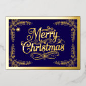 メリークリスマスクラシックのスクリプトパープル 箔シーズンカード (正面)