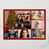 メリークリスマスクラシックのスクリプトレッド 箔シーズンカード (裏面)