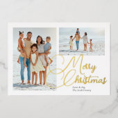 メリークリスマスクラシックのホイル写真 箔シーズンカード (正面)