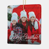 メリークリスマスクラシックの台本1枚の写真ホリデー セラミックオーナメント (左)