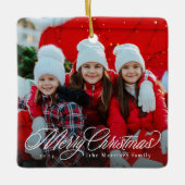 メリークリスマスクラシックの台本1枚の写真ホリデー セラミックオーナメント (正面)