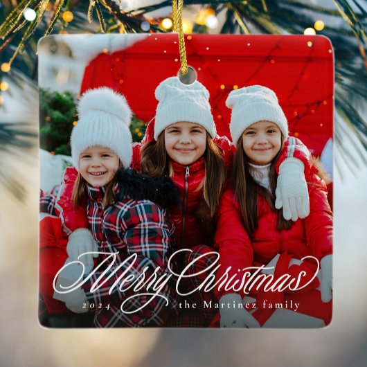 メリークリスマスクラシックの台本1枚の写真ホリデー セラミックオーナメント