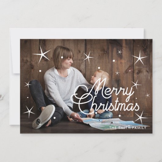 メリークリスマスクラシックの家族の写真 シーズンカード (正面)