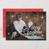 メリークリスマスクラシックの家族の写真 シーズンカード (正面/裏面)