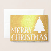メリークリスマスクラシックの木の写真テーマ 箔カード (封筒付き正面)