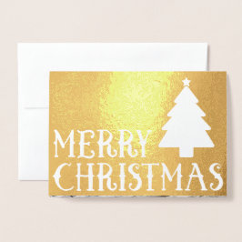 メリークリスマスクラシックの木の写真テーマ 箔カード