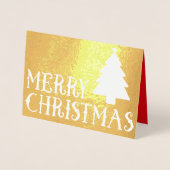 メリークリスマスクラシックの木の写真テーマ 箔カード (正面)