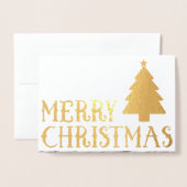 メリークリスマスクラシックの木の写真テーマ 箔カード (封筒付き正面)