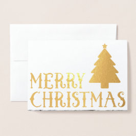 メリークリスマスクラシックの木の写真テーマ 箔カード