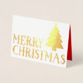 メリークリスマスクラシックの木の写真テーマ 箔カード (正面)