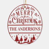 メリークリスマスクラシックカスタム家族記念 セラミックオーナメント (左)