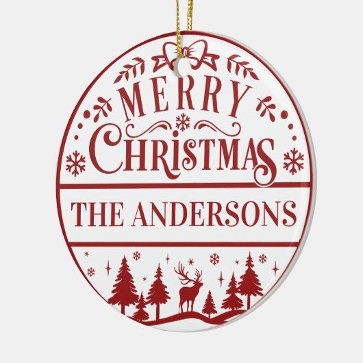 メリークリスマスクラシックカスタム家族記念 セラミックオーナメント (左)