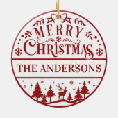 メリークリスマスクラシックカスタム家族記念 セラミックオーナメント (裏面)