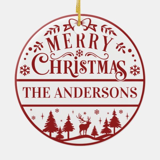 メリークリスマスクラシックカスタム家族記念 セラミックオーナメント (裏面)