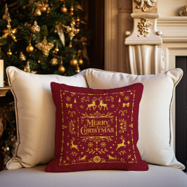 メリークリスマスクラシッククリスマスノルディックレッドホリデイ クッション