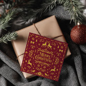 メリークリスマスクラシッククリスマスノルディックレッドホリデーカード 招待状