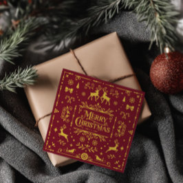 メリークリスマスクラシッククリスマスノルディックレッドホリデーカード 招待状