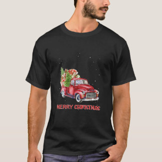 メリークリスマスクラシッククリスマスレッドトラックツリーファミリークリスマス Tシャツ