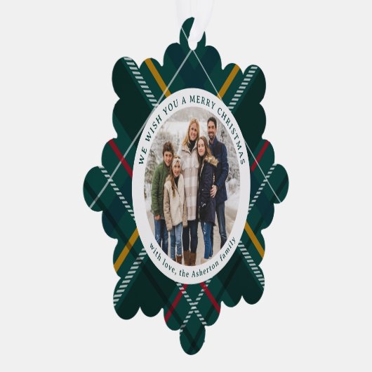 メリークリスマスクラシックグリーンプレイド2枚の写真 オーナメントカード (右)