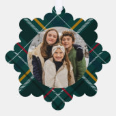 メリークリスマスクラシックグリーンプレイド2枚の写真 オーナメントカード (裏面)