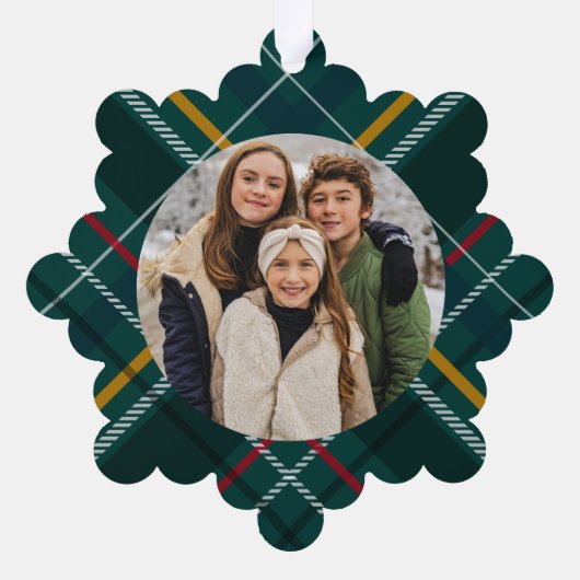メリークリスマスクラシックグリーンプレイド2枚の写真 オーナメントカード (裏面)