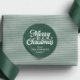 メリークリスマスクラシックグリーンホリデーギフト ラウンドシール