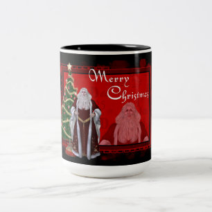 メリークリスマスクラシックサンタがデザインしたコーヒーマグ ツートーンマグカップ