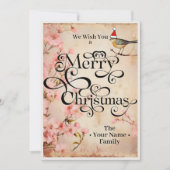メリークリスマスクラシックシックフラワーズタイポグラフィ シーズンカード (正面)